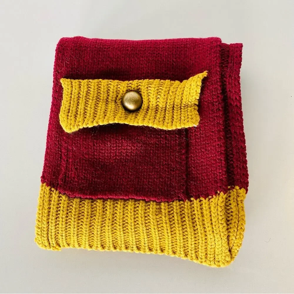 NEW NORDSTROM Maroon Gold Knit Woven Classic Scarf Wrap Pockets Gryffindor